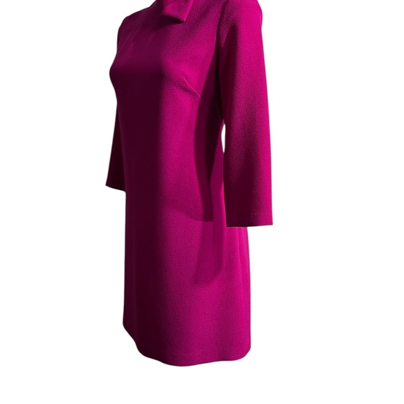 Eliza J dress sz 4 Fuchsia pink Long Sleeve bow tie neckline knee length - Picture 3 of 6